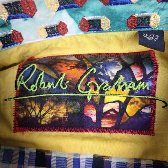 Robert Graham Mens L/S Embroidered Plaid Western Style Shirt Size X-Large‎ - Picture 5 of 12
